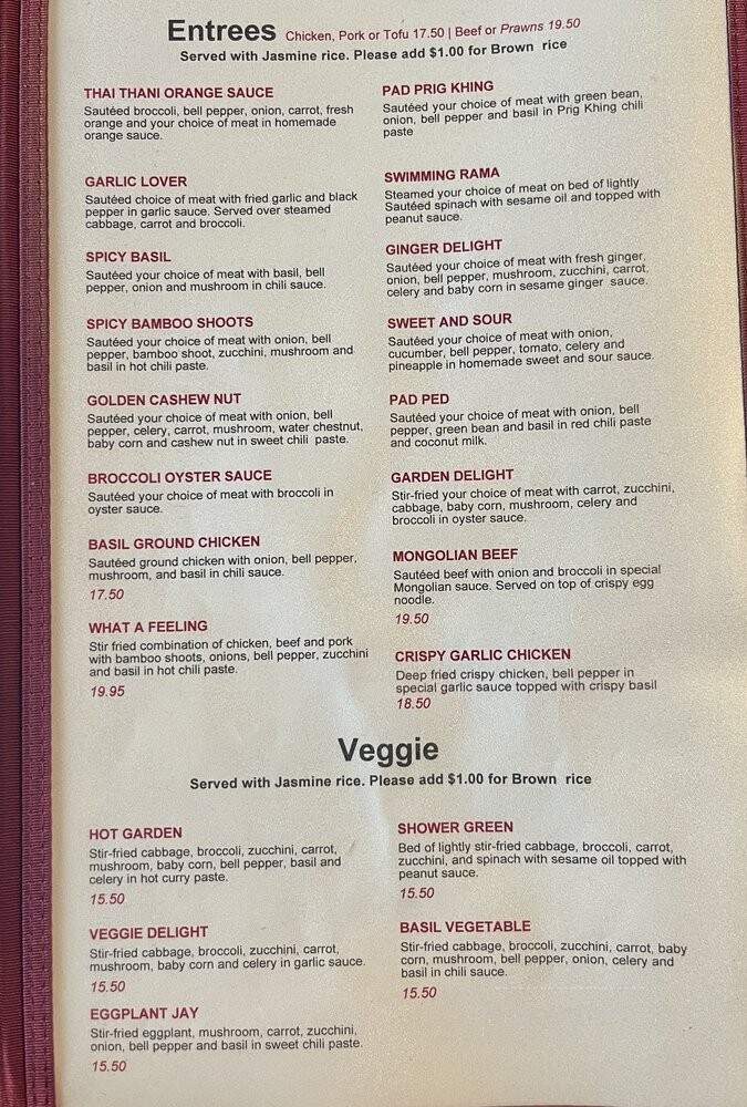 Thai Thani Kitchen - Seattle, WA menu_pic