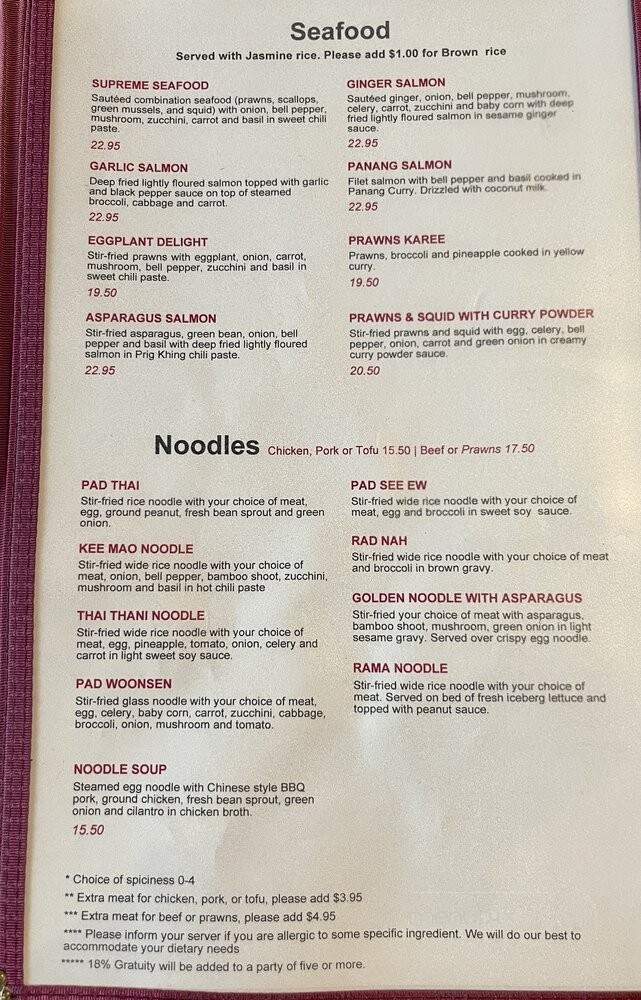 Thai Thani Kitchen - Seattle, WA menu_pic