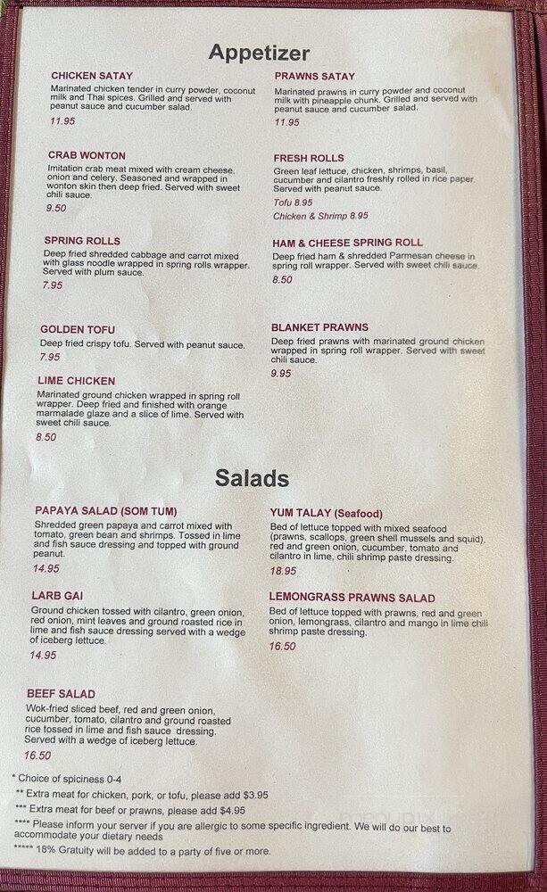 Thai Thani Kitchen - Seattle, WA menu_pic