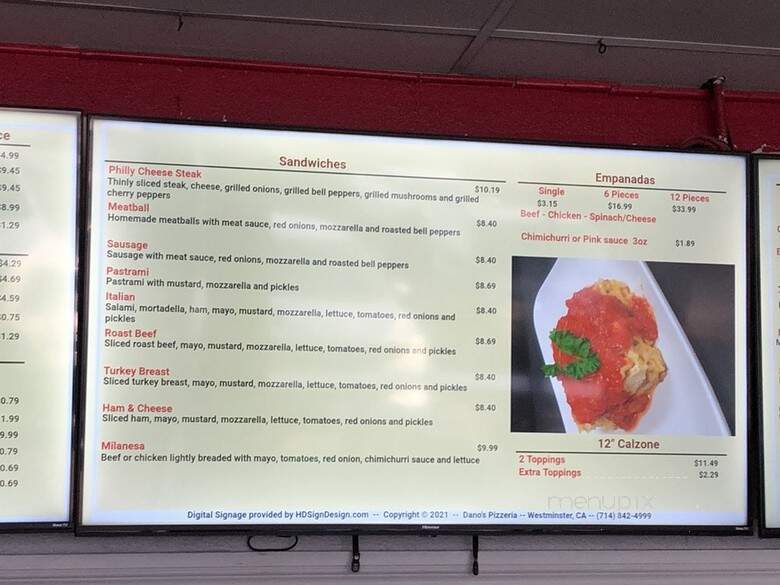Dano's Pizzeria - Westminster, CA menu_pic