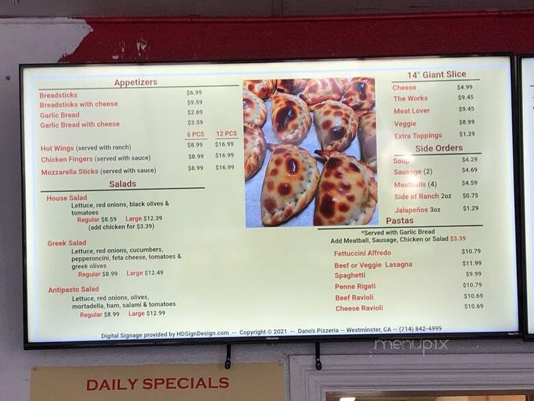 Dano's Pizzeria - Westminster, CA menu_pic