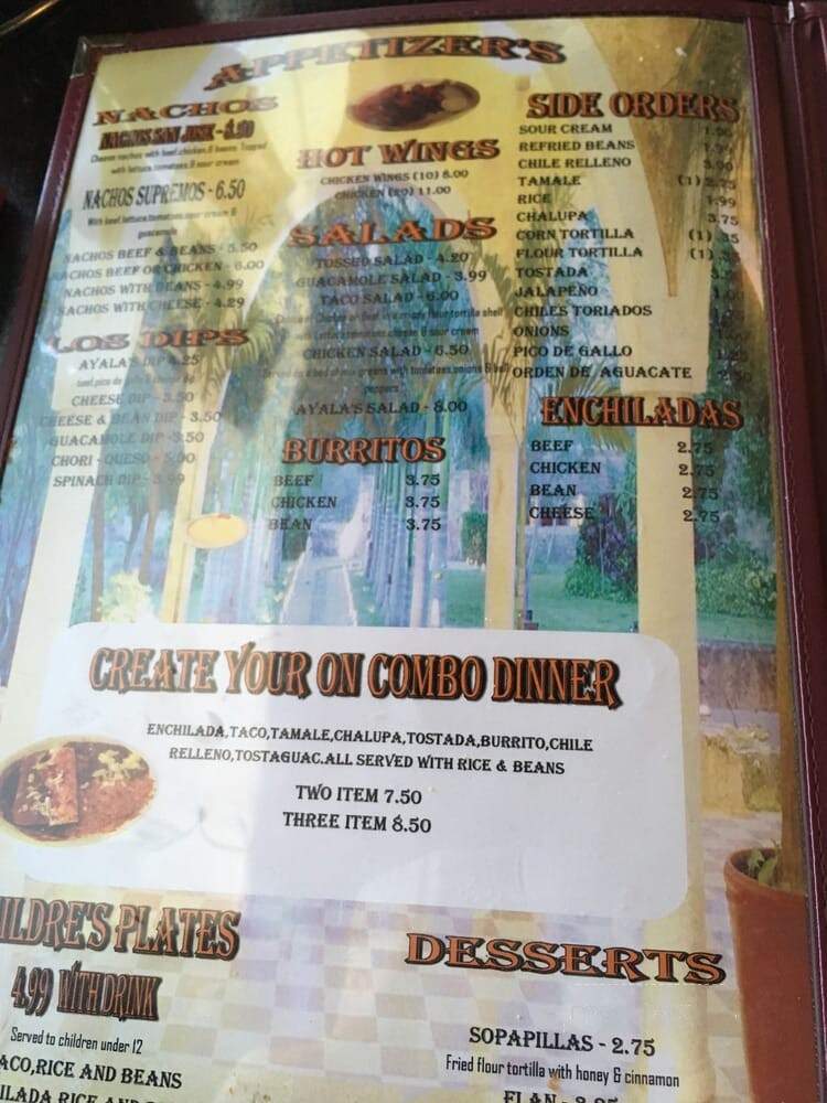 Hacienda Ayala's - Lenoir City, TN menu_pic