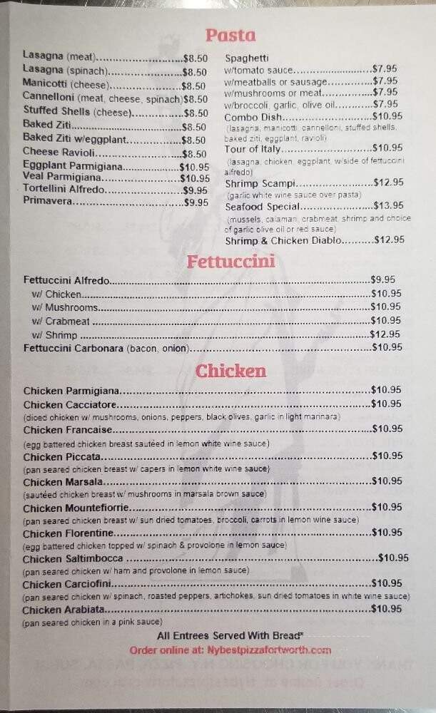 NY Pizza & Pasta - Fort Worth, TX menu_pic