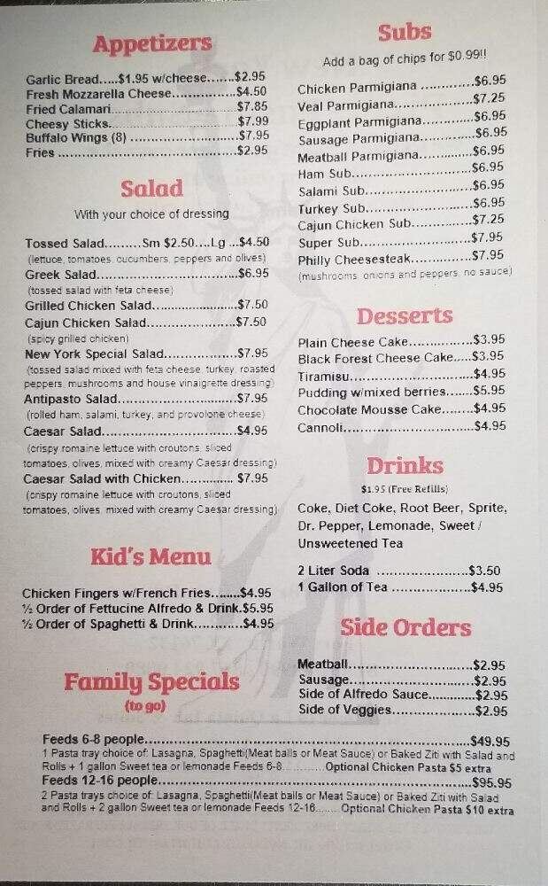 NY Pizza & Pasta - Fort Worth, TX menu_pic