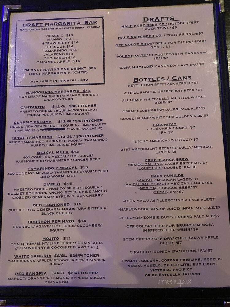 Crio - Chicago, IL menu_pic