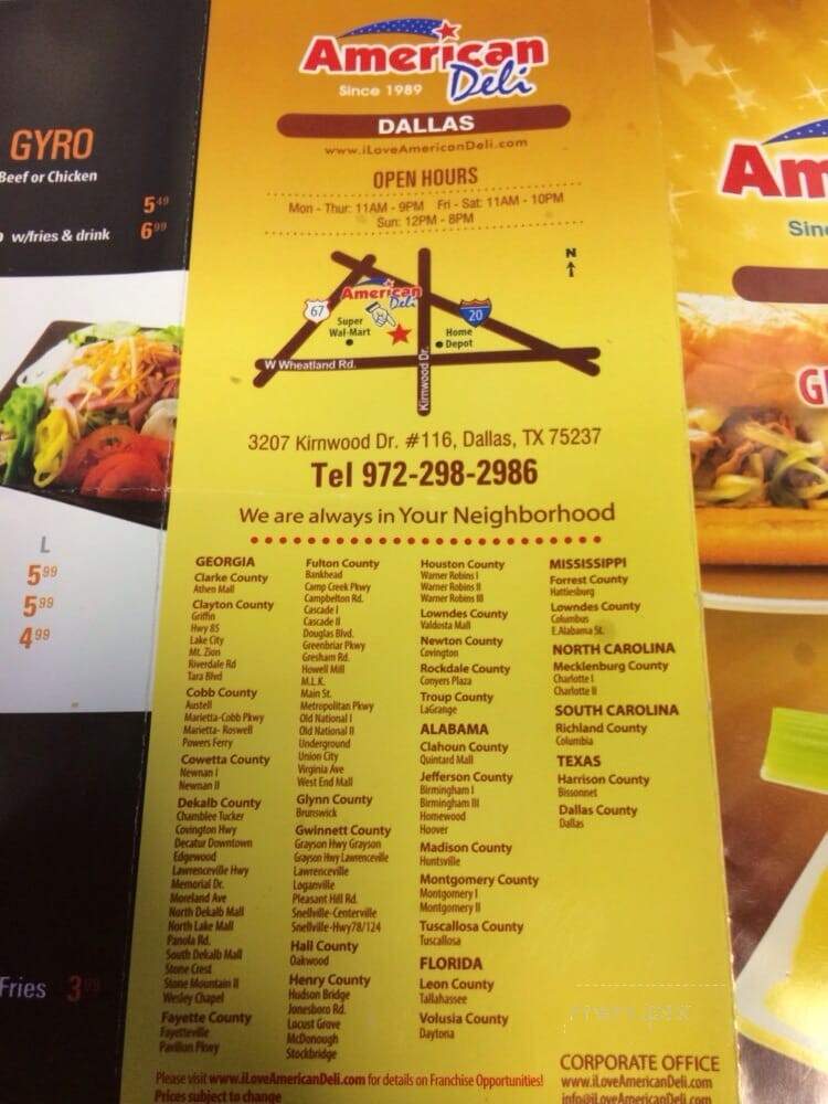 American Deli - Dallas, TX menu_pic