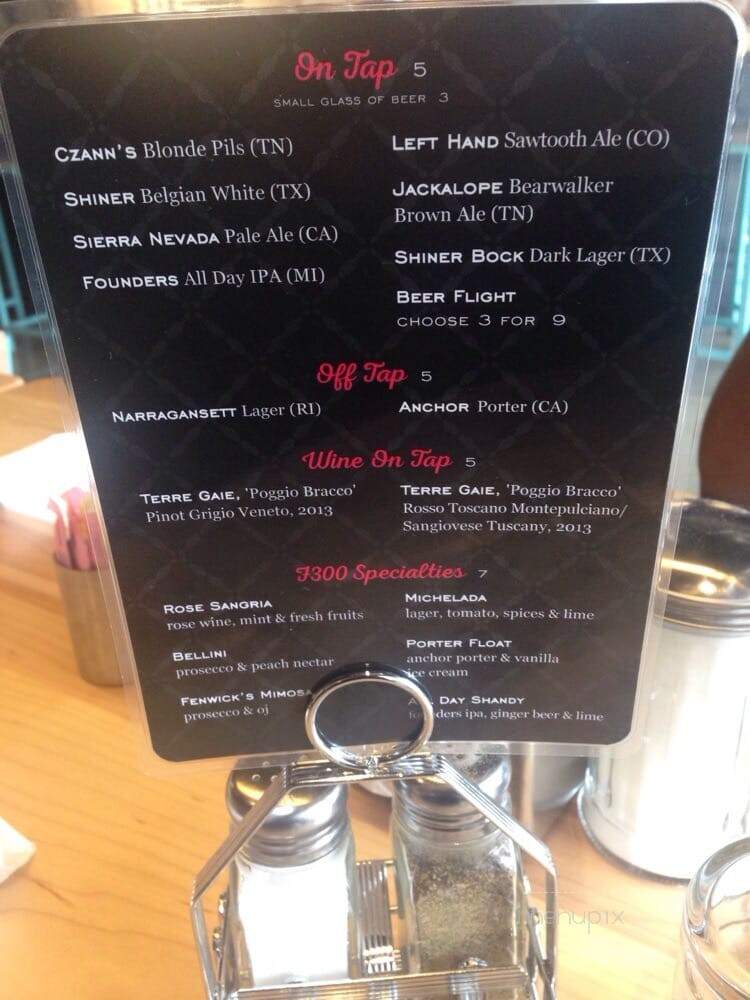 Fenwick's 300 - Nashville, TN menu_pic