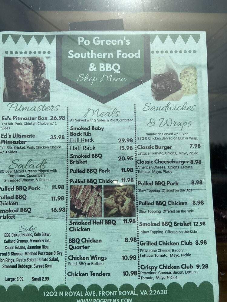 Green's Golden Horseshoe Cafe - Front Royal, VA menu_pic