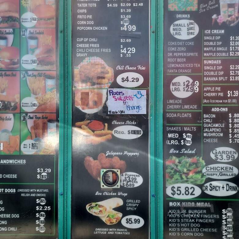 Burger Box - Fort Worth, TX menu_pic