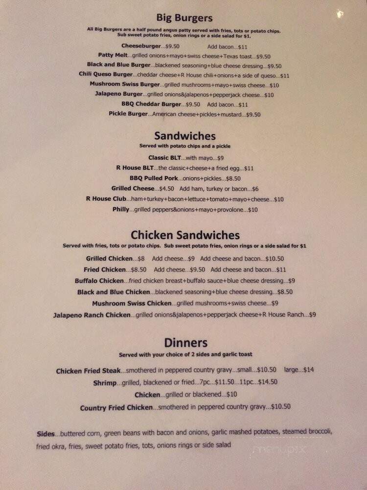 R House Bar and Grill - Houston, TX menu_pic