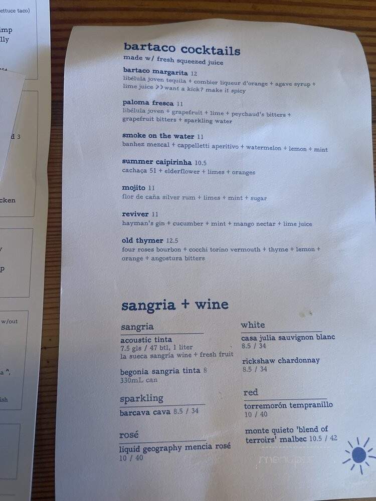 Bartaco - Atlanta, GA menu_pic