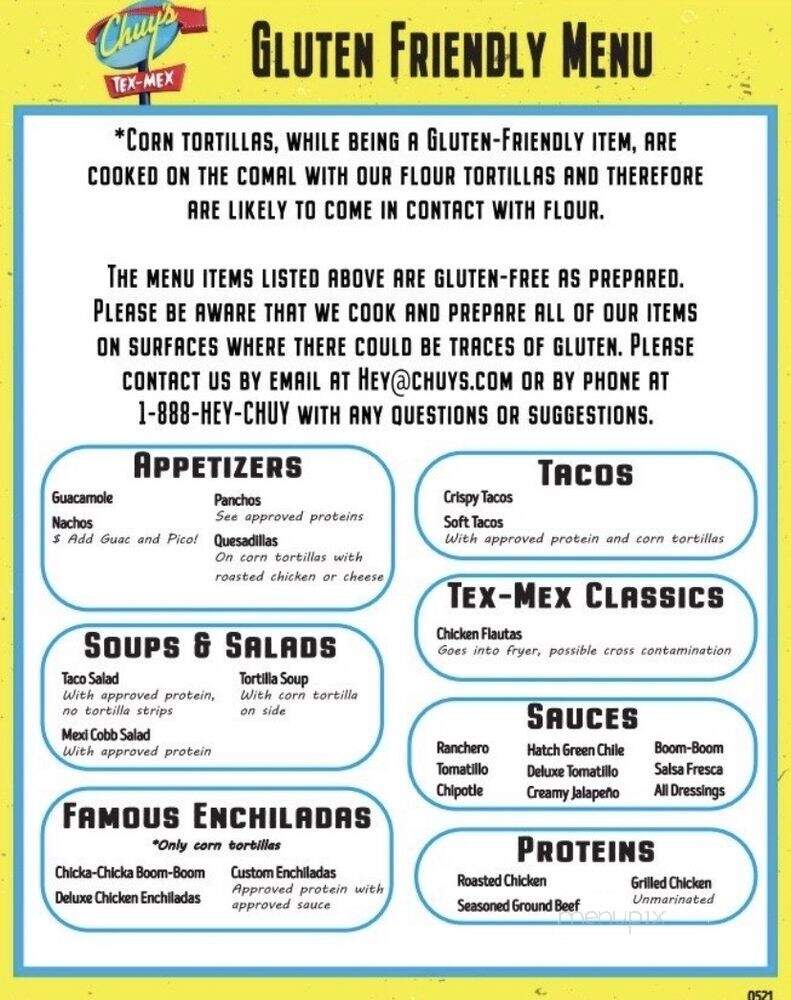 Chuy's - Grapevine, TX menu_pic