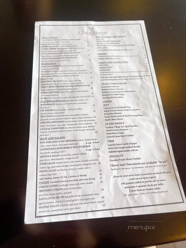 A Taste of Monterey Wine Market & Bistro - Monterey, CA menu_pic