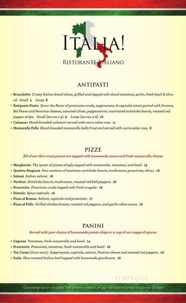 Italia! - Hayward, WI menu_pic