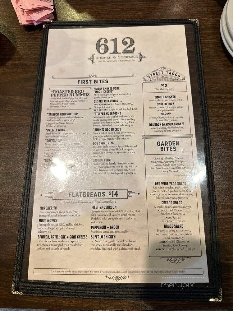 612 Kitchen & Cocktails - Kirkwood, MO menu_pic