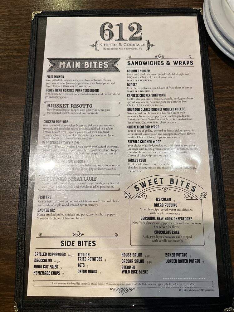 612 Kitchen & Cocktails - Kirkwood, MO menu_pic