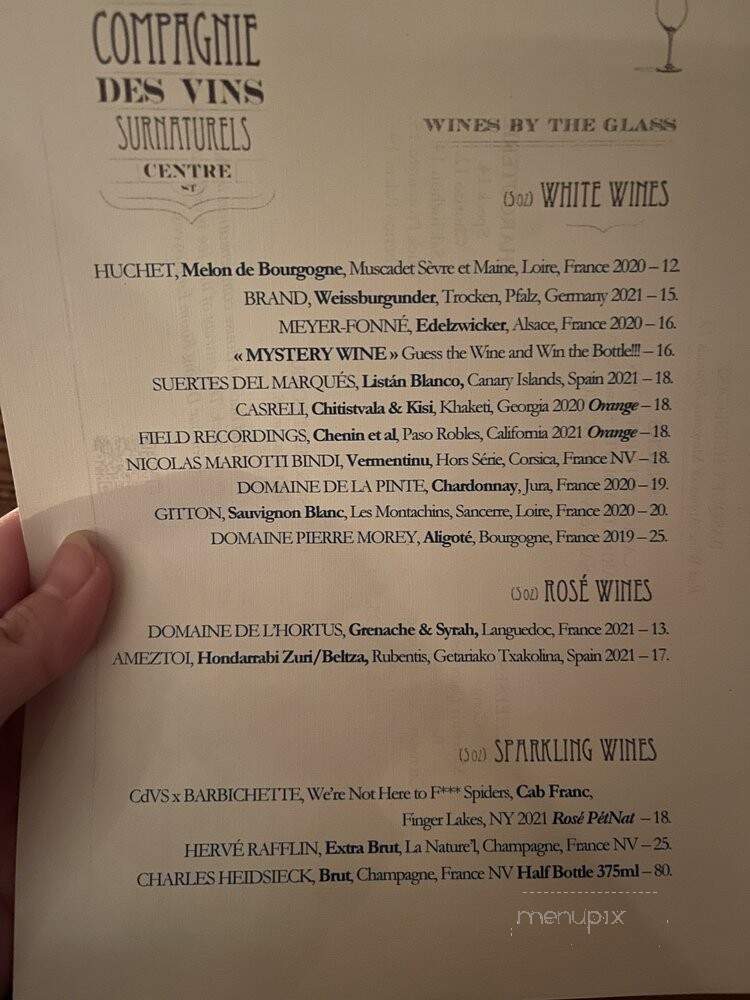 Compagnie Des Vins Surnaturels - New York, NY menu_pic