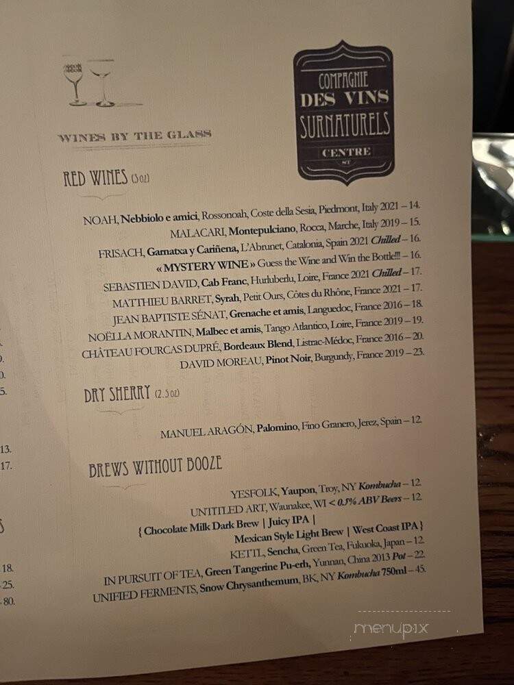 Compagnie Des Vins Surnaturels - New York, NY menu_pic