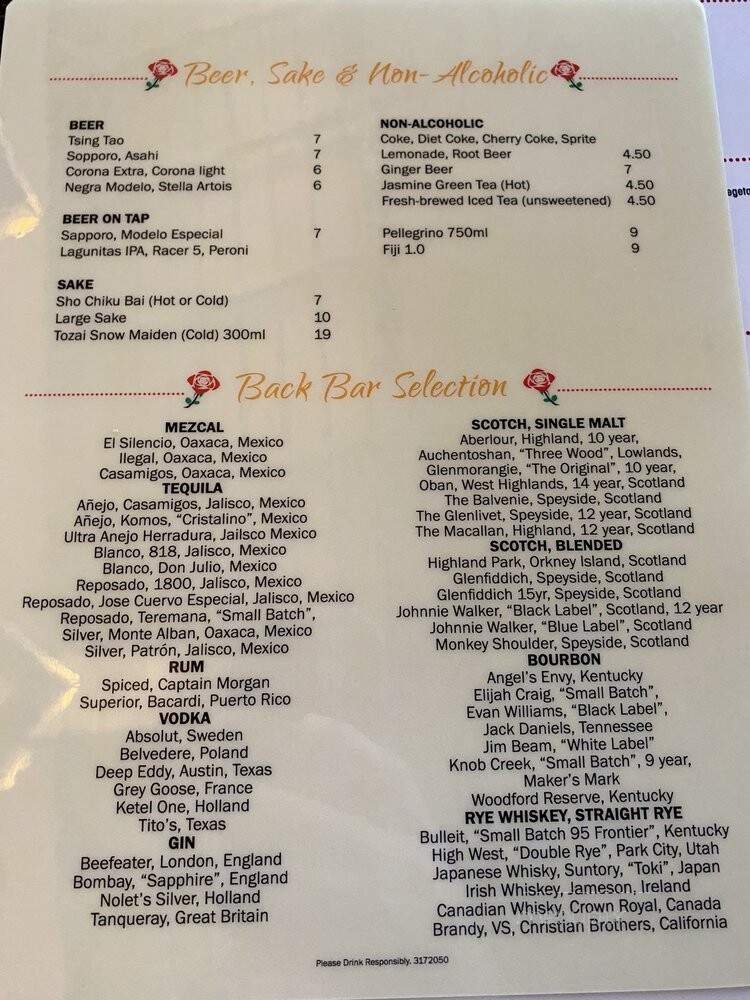 Shanghai Rose - Los Angeles, CA menu_pic