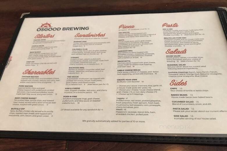 Osgood Brewing, LLC - Grandville, MI menu_pic