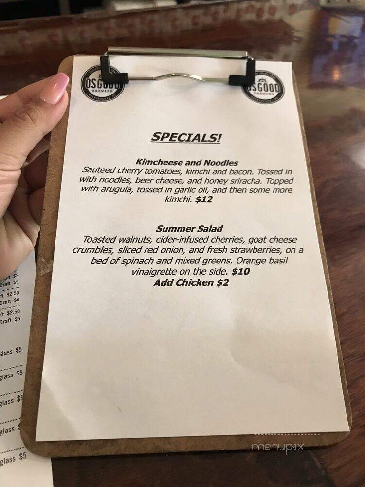 Osgood Brewing, LLC - Grandville, MI menu_pic