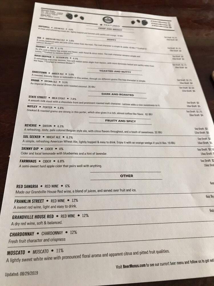 Osgood Brewing, LLC - Grandville, MI menu_pic