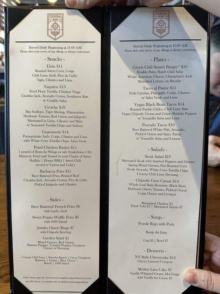 Terminal Bar - Denver, CO menu_pic