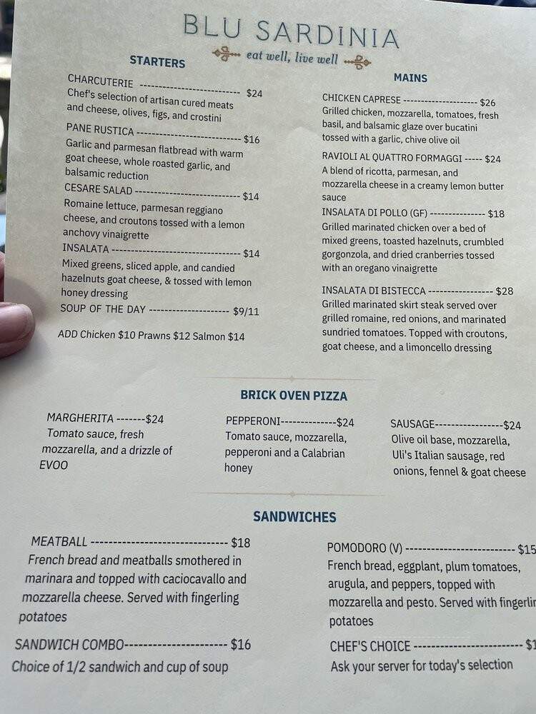 Blu Sardinia - Redmond, WA menu_pic