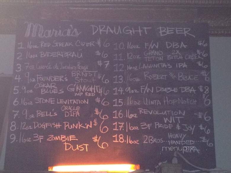 Maria's Packaged Goods and Community Bar - Chicago, IL menu_pic