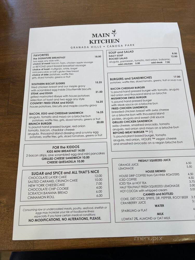 Main Kitchen Cafe - Los Angeles, CA menu_pic