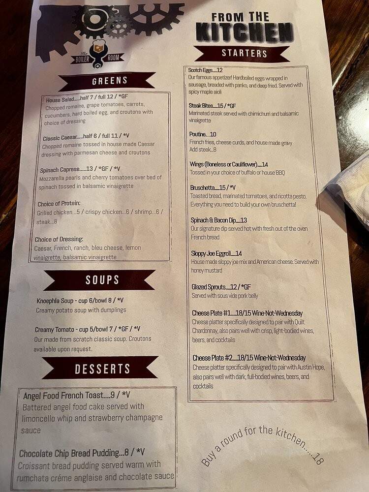 Boiler Room - Fargo, ND menu_pic