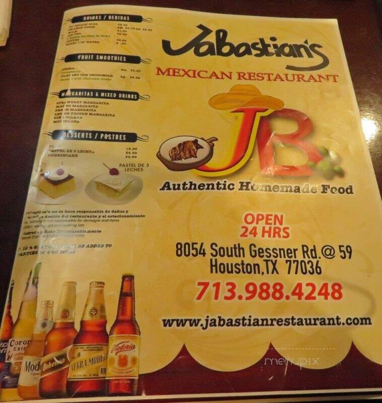 Jabastian's Mexican Cuisine - Houston, TX menu_pic