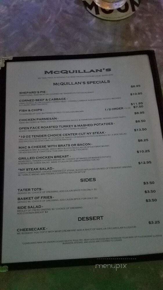 McQuillan's - Portland, OR menu_pic