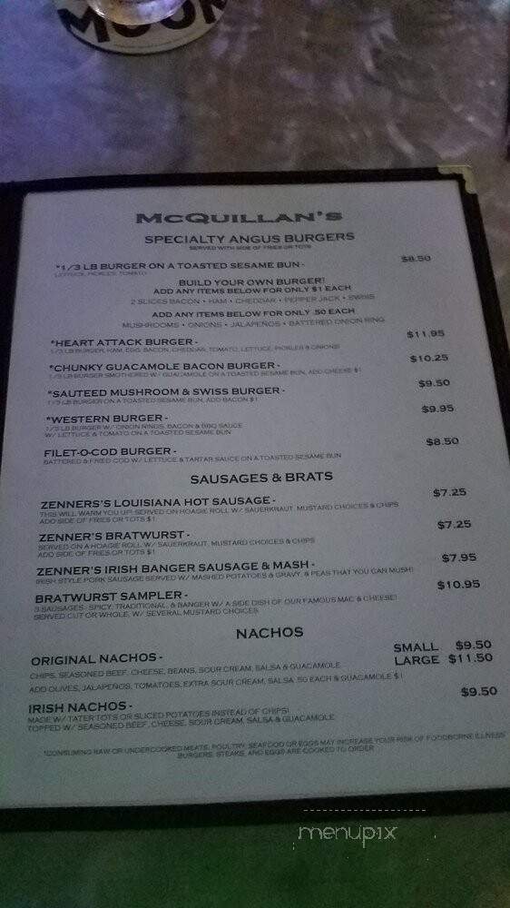 McQuillan's - Portland, OR menu_pic