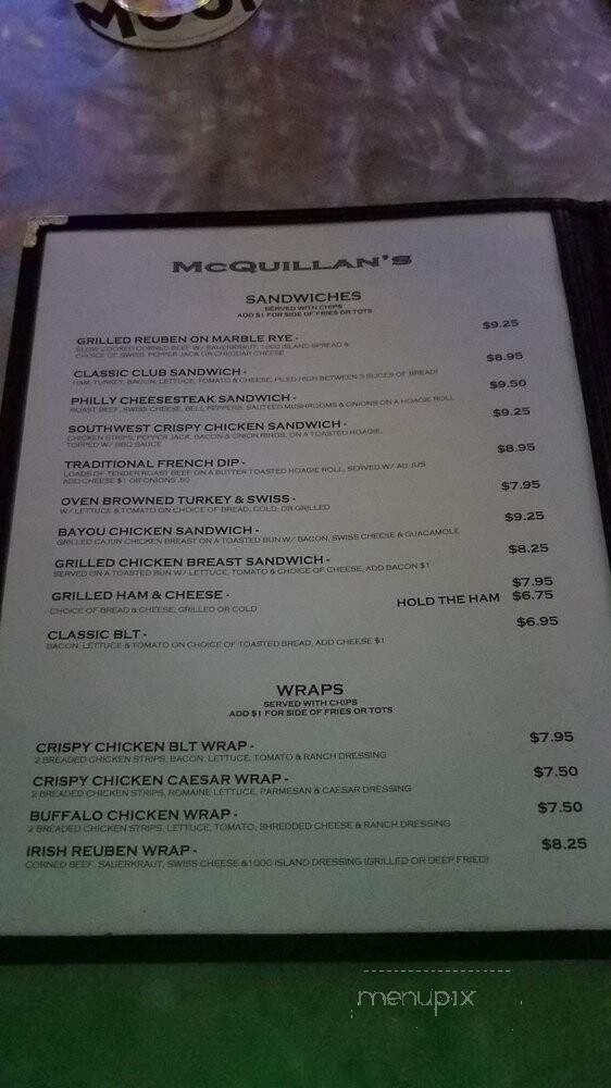 McQuillan's - Portland, OR menu_pic
