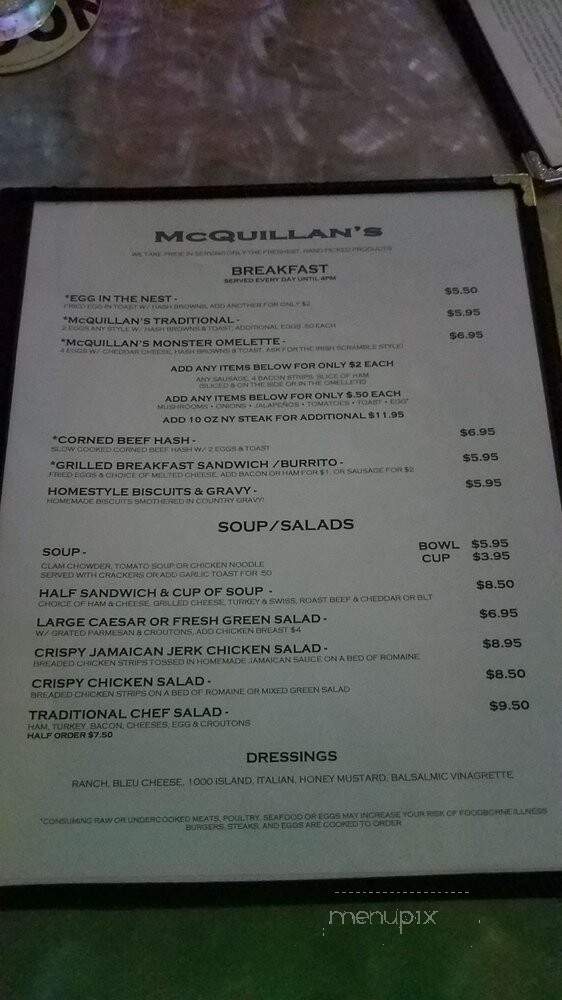 McQuillan's - Portland, OR menu_pic