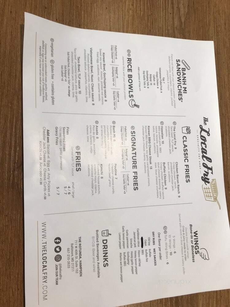 Local Fry - Baltimore, MD menu_pic