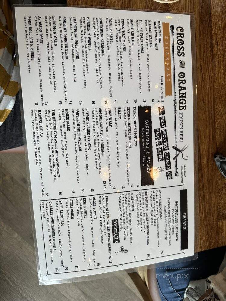 Cross & Orange - Asbury Park, NJ menu_pic