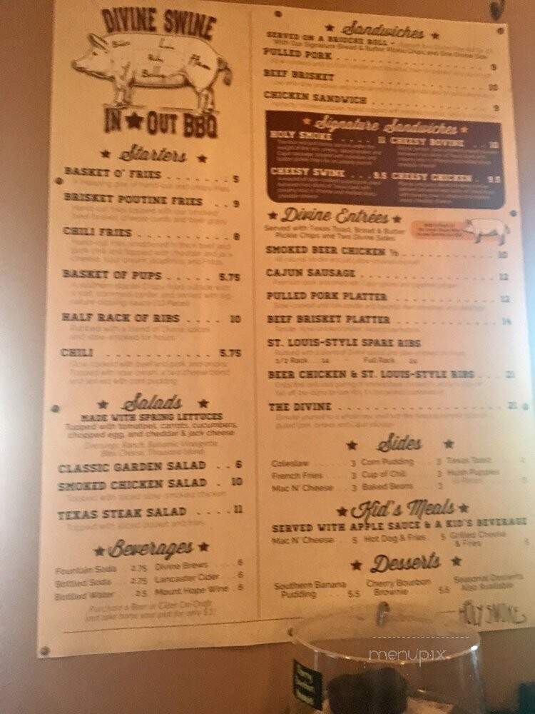 Divine Swine in-Out BBQ - Manheim, PA menu_pic