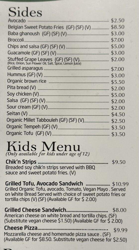 Green Leaf Vegetarian - Framingham, MA menu_pic