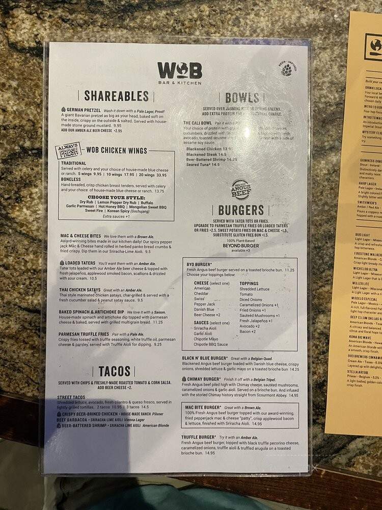 World of Beer - Fort Worth, TX menu_pic