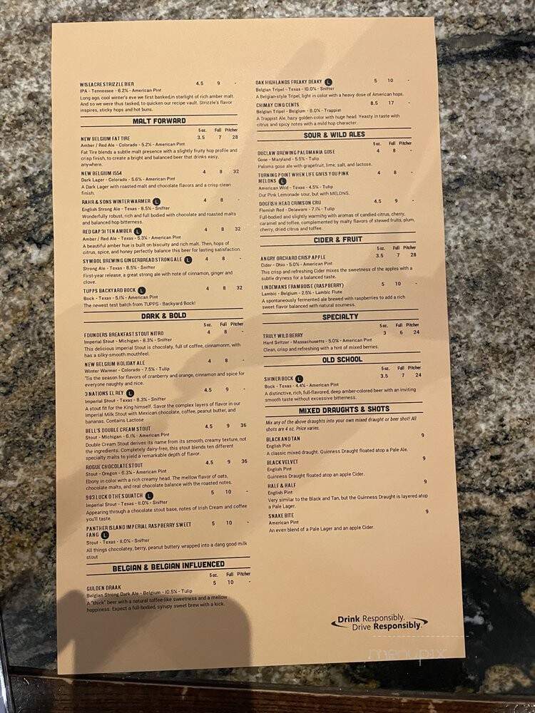 World of Beer - Fort Worth, TX menu_pic