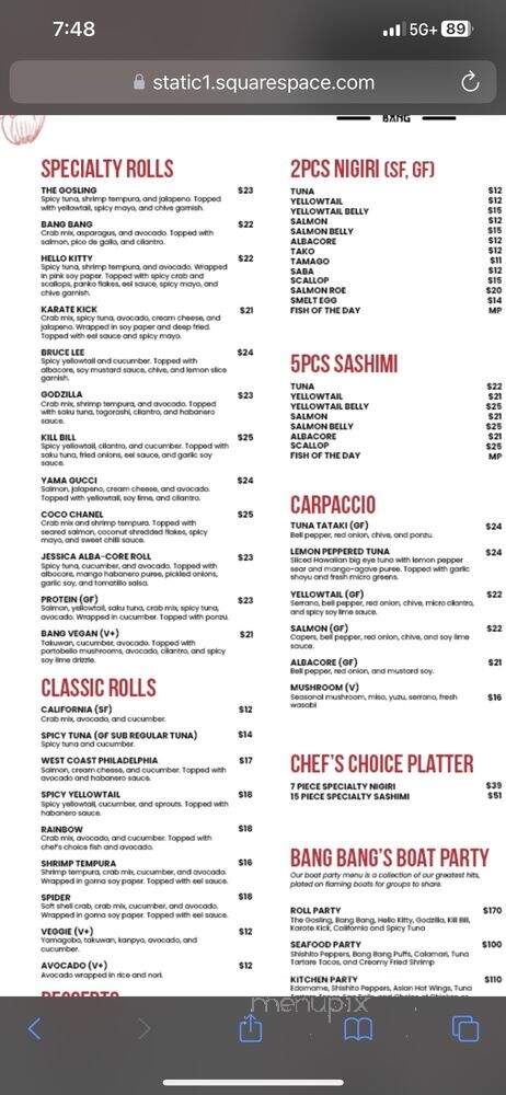 Bang Bang - San Diego, CA menu_pic