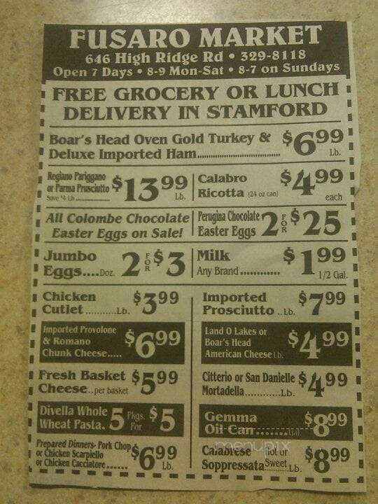 Fusaro's Deli - Stamford, CT menu_pic