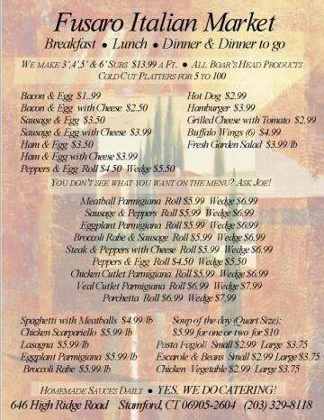 Fusaro's Deli - Stamford, CT menu_pic