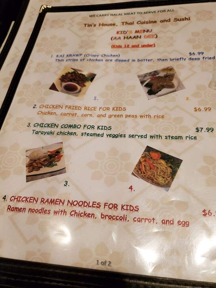 Tin's House, Thai Cuisine - Indianapolis, IN menu_pic