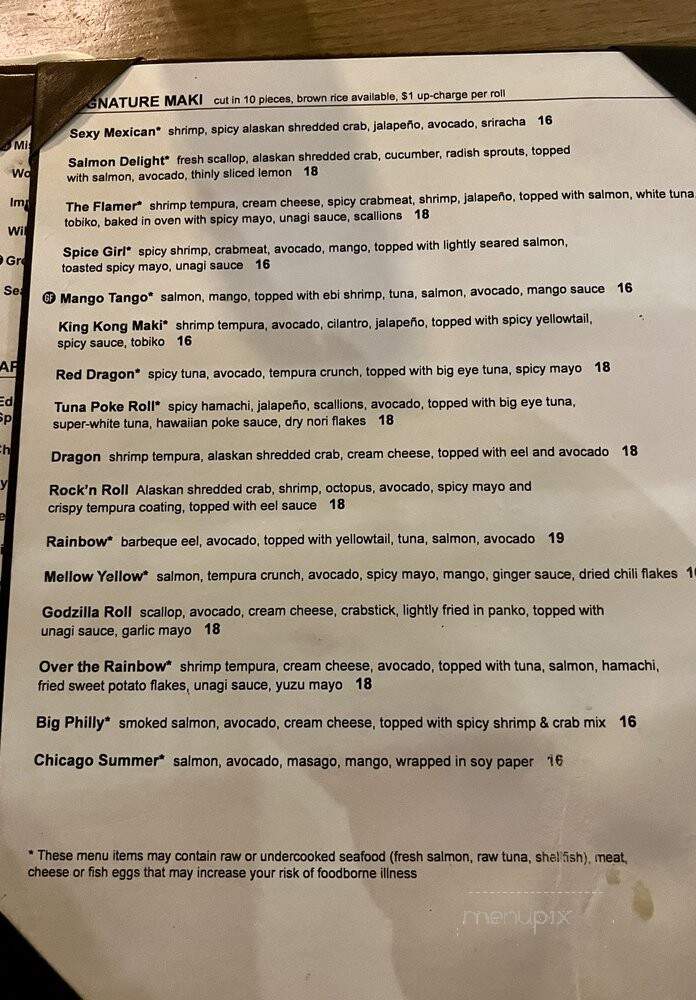 Niu B Sushi & Robata - Chicago, IL menu_pic