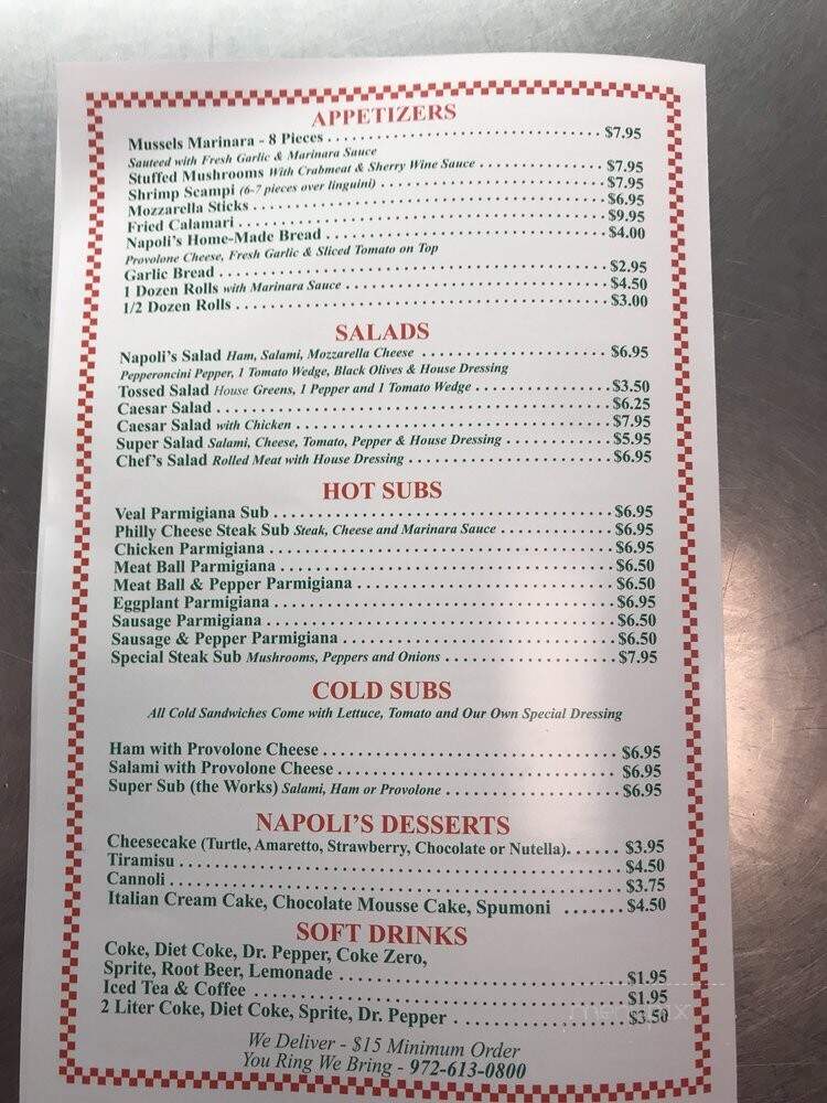 Eddie's Napoli's - Garland, TX menu_pic