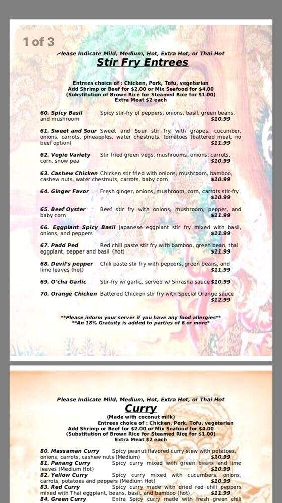 Thai Chan - Fishers, IN menu_pic