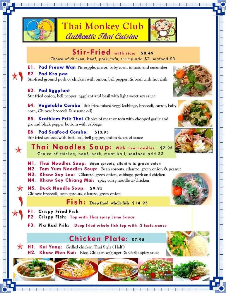 Thai Monkey Club - Denver, CO menu_pic